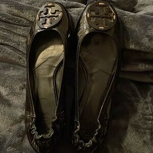 Tory Burch Black Patent Leather Reva Ballet Flats